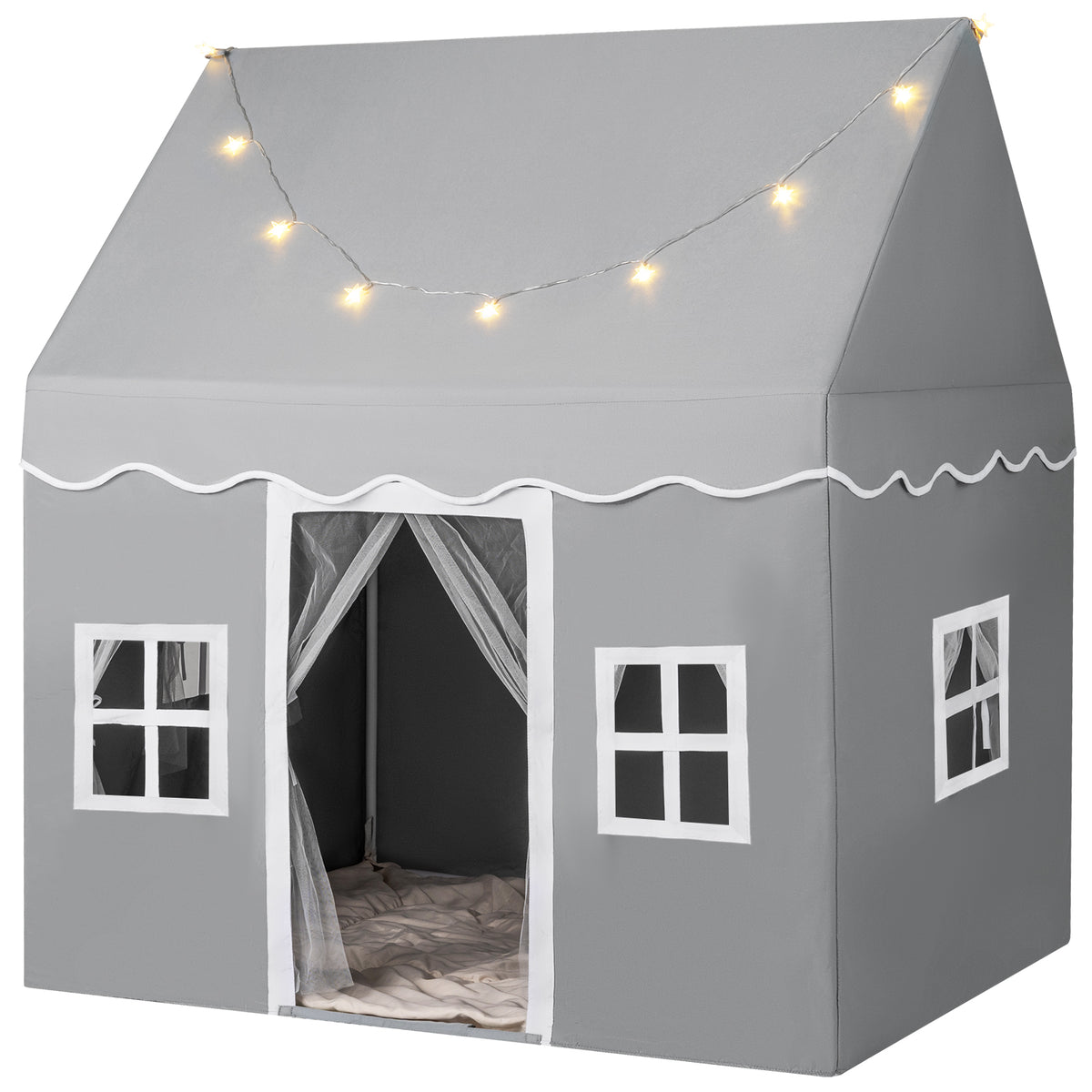 Kids Play Castle Tent Large Playhouse Toys Gifts with Star Lights Washable Mat