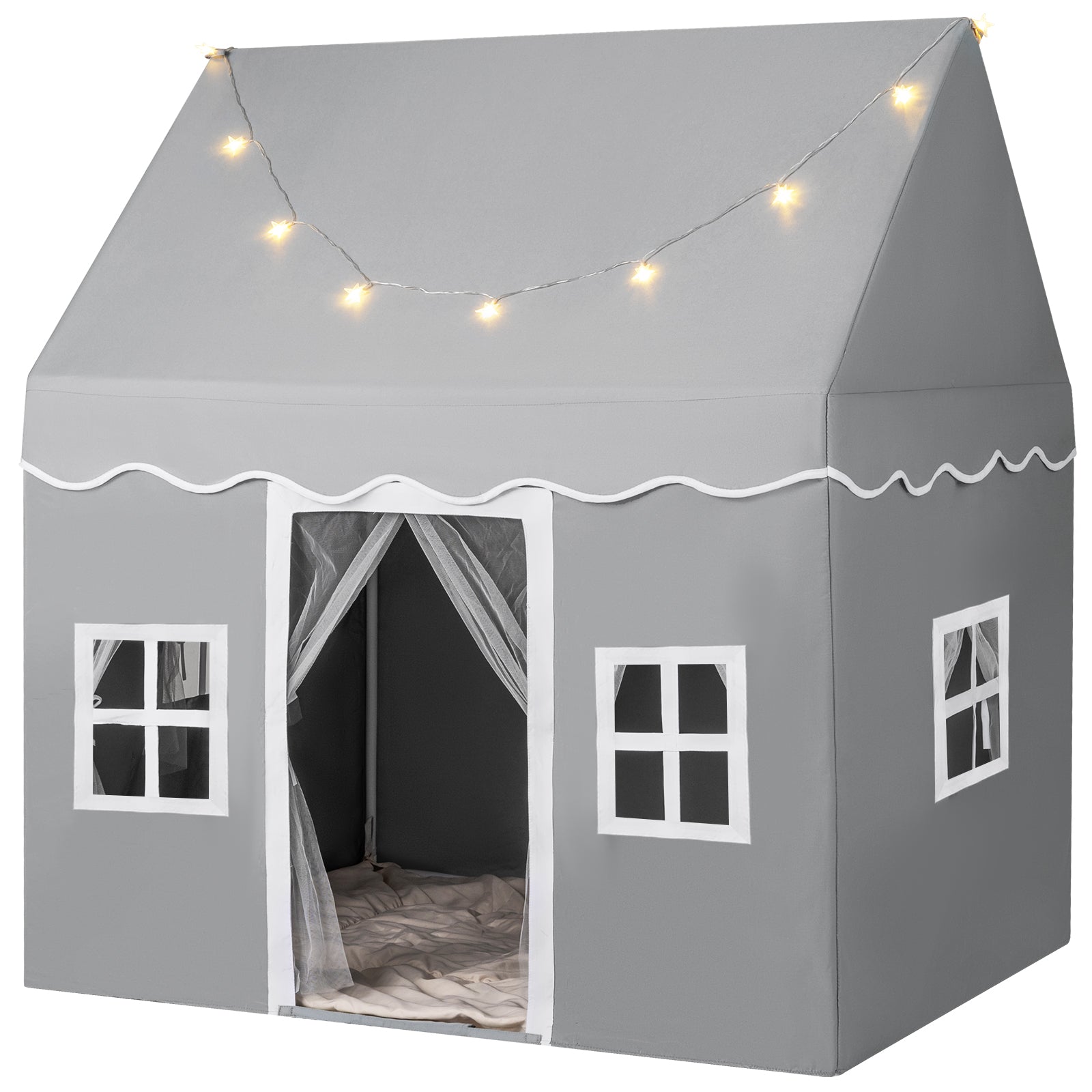 Kids Play Castle Tent Large Playhouse Toys Gifts with Star Lights Washable Mat