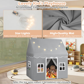 Kids Play Castle Tent Large Playhouse Toys Gifts with Star Lights Washable Mat