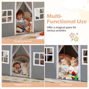Kids Play Castle Tent Large Playhouse Toys Gifts with Star Lights Washable Mat