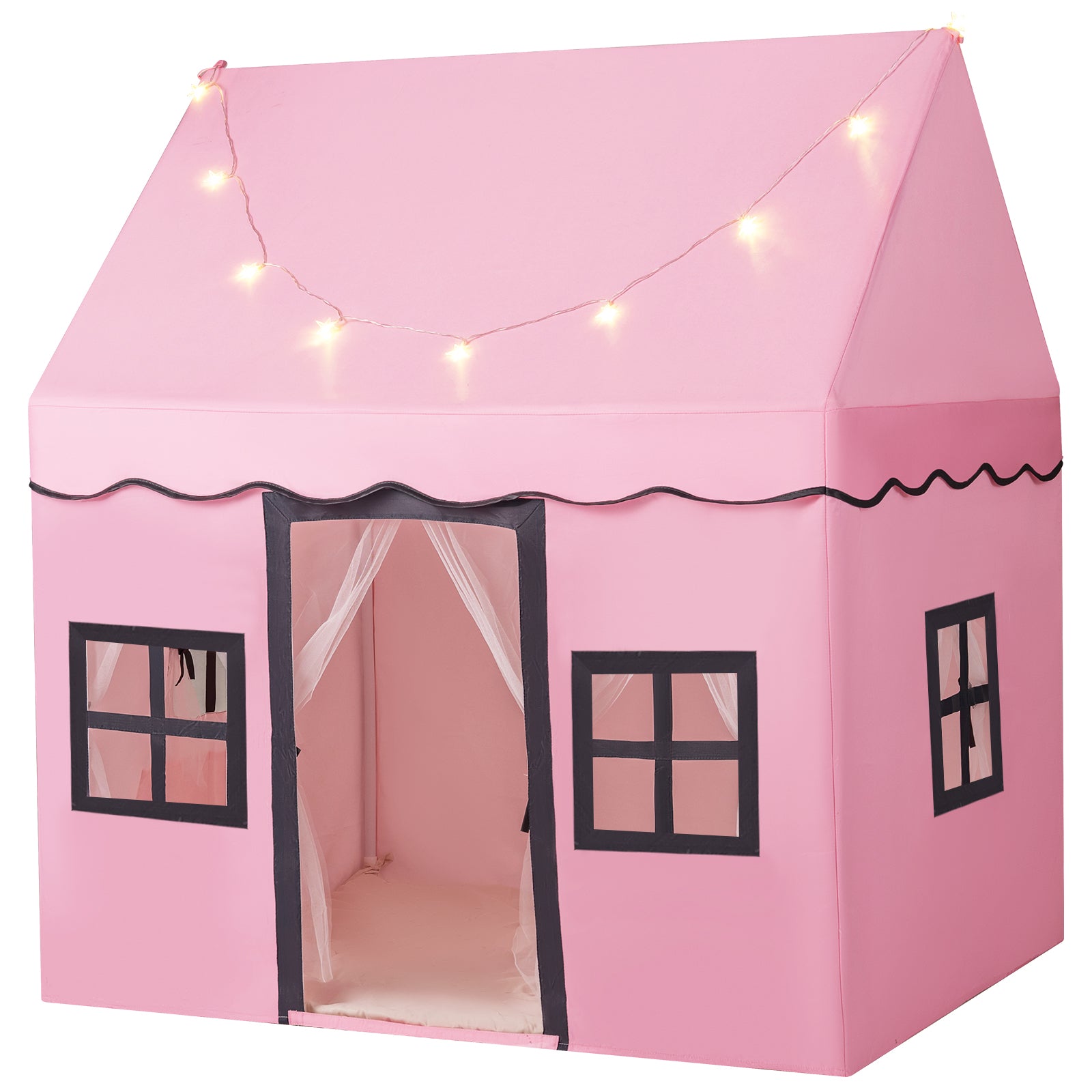 Kids Play Castle Tent Large Playhouse Toys Gifts with Star Lights Washable Mat