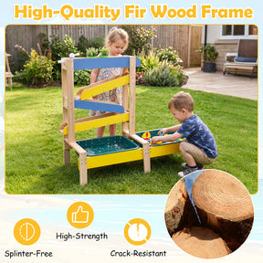 Sand and Water Table for Toddlers, Fir Wood Montessori Sensory Play Activity Table with 2 Water Basins, Plant Pots