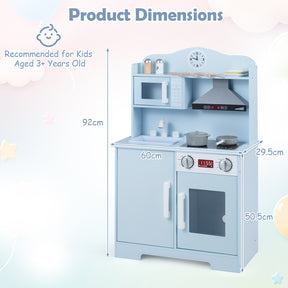 Play Kitchen for Kids Wooden Playset with Range Hood, Microwave  