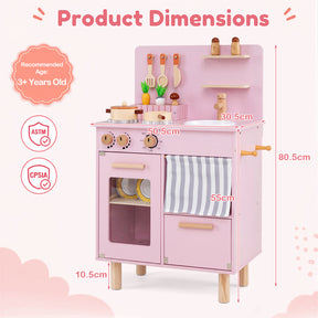 Wooden Play Kitchen for Kids, Role-Play Gift for Boys & Girls Ages 3+