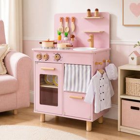 Wooden Play Kitchen for Kids, Role-Play Gift for Boys & Girls Ages 3+