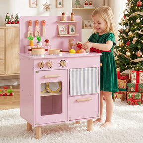Wooden Play Kitchen for Kids, Role-Play Gift for Boys & Girls Ages 3+