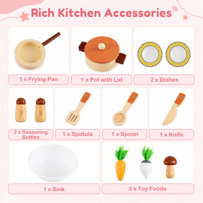 Wooden Play Kitchen for Kids, Role-Play Gift for Boys & Girls Ages 3+