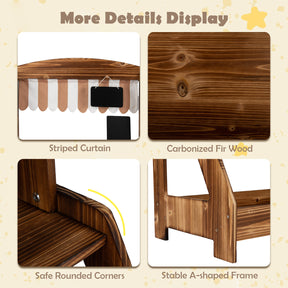 Wooden Mud Kitchen & Market Stand for Kids Outdoor, 2-in-1 Play Kitchen w/ Planter Box, 2 Chalkboards, Card Reader, Scale, 25 PCS Accessories, Montessori Backyard & Garden Toy Gift for Toddlers Age 3+