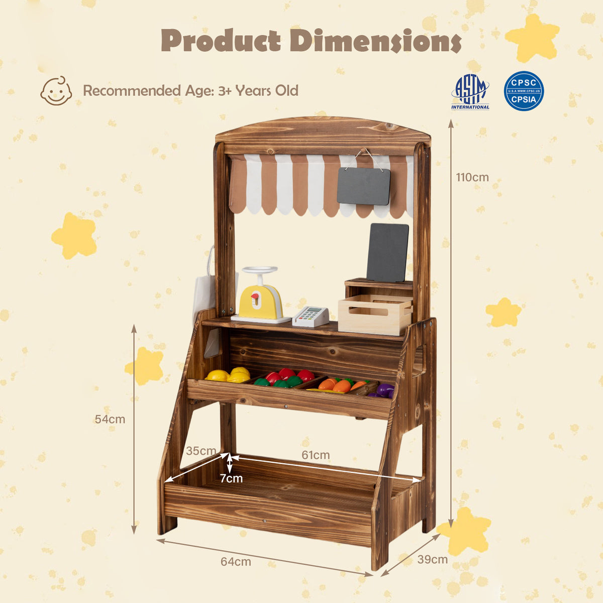 Wooden Mud Kitchen & Market Stand for Kids Outdoor, 2-in-1 Play Kitchen w/ Planter Box, 2 Chalkboards, Card Reader, Scale, 25 PCS Accessories, Montessori Backyard & Garden Toy Gift for Toddlers Age 3+
