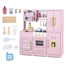 Wooden Play Kitchen for Kids w/ Realistic Lights & Sounds
