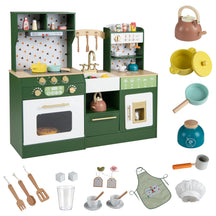 Kids Wooden Play Kitchen with Sound & Light Effect, Green/White