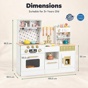 Kids Wooden Play Kitchen with Sound & Light Effect, Green/White