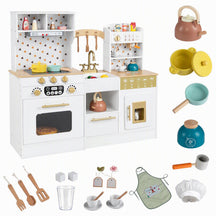 Kids Wooden Play Kitchen with Sound & Light Effect, Green/White