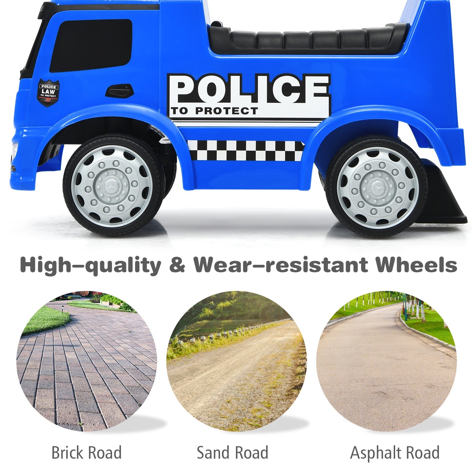 Kids Ride on Police Car, Licensed Mercedes Benz Toddler Push Car