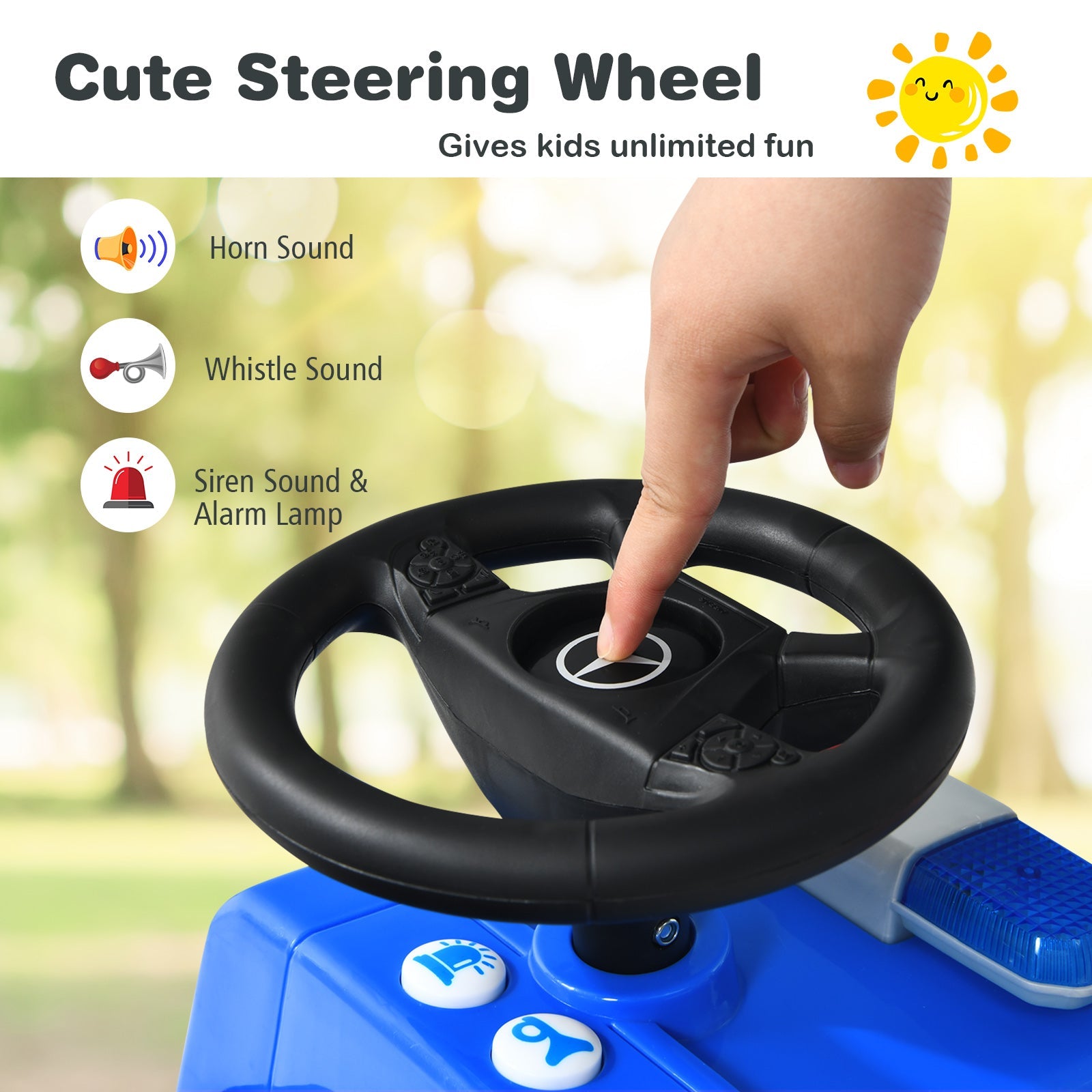 Kids Ride on Police Car, Licensed Mercedes Benz Toddler Push Car