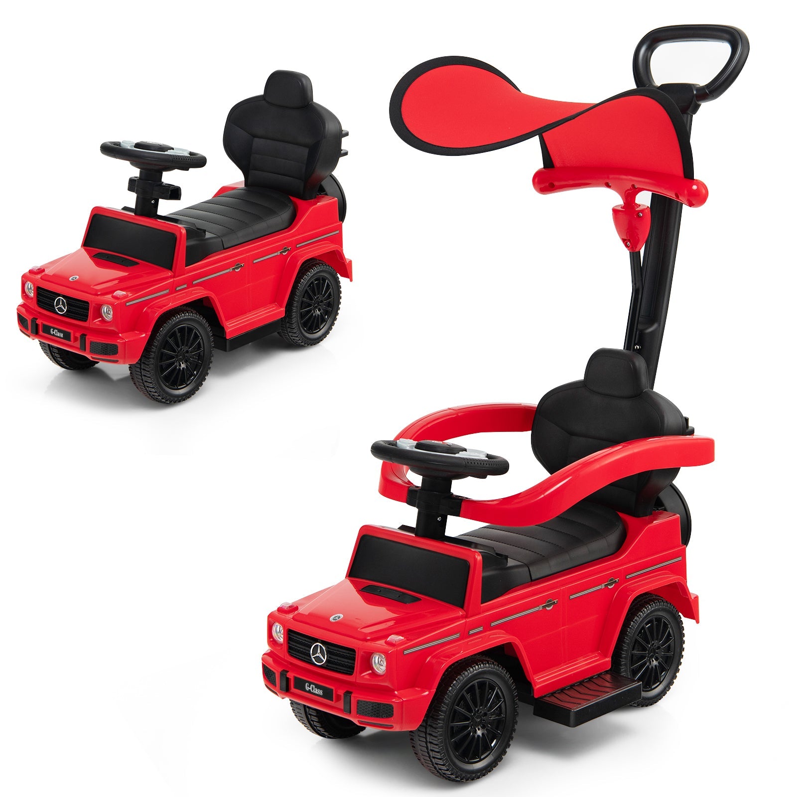 HONEY JOY 3-in-1 Licensed Mercedes Benz Ride on Push Car Kids Sliding Stroller