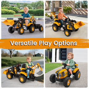 4 in 1 Ride on Tractor, Excavator & Bulldozer for Kids