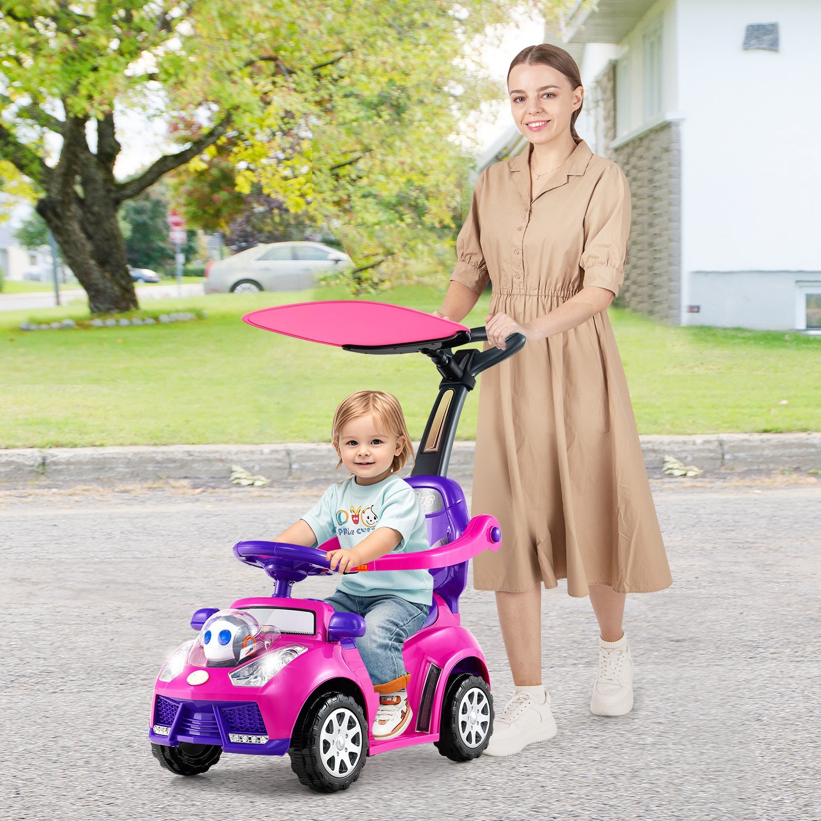 Stroller Sliding Walking Car with Horn, Music, Light & Seat Belt