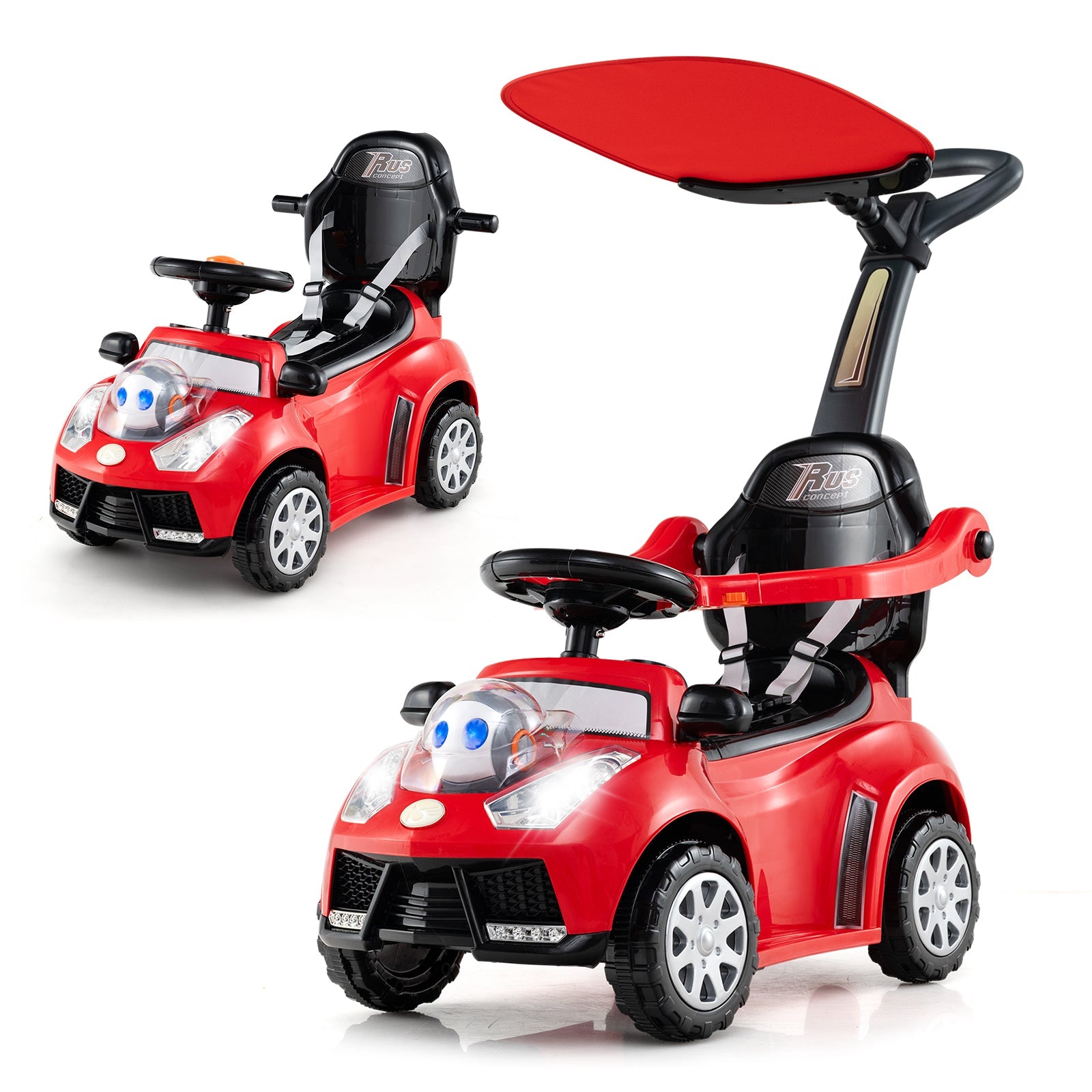 Stroller Sliding Walking Car with Horn, Music, Light & Seat Belt