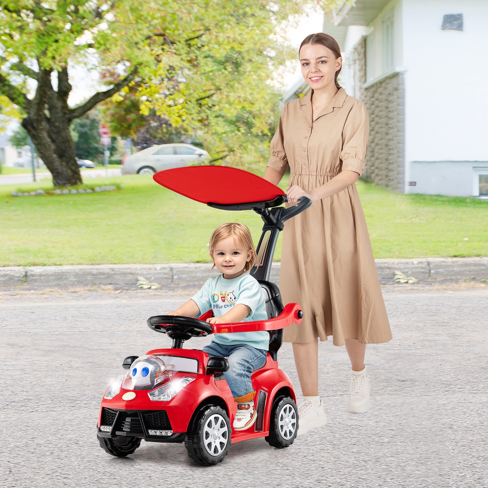 3 in 1 Push Car for Toddler, Stroller Sliding Walking Car for Boys & Girls