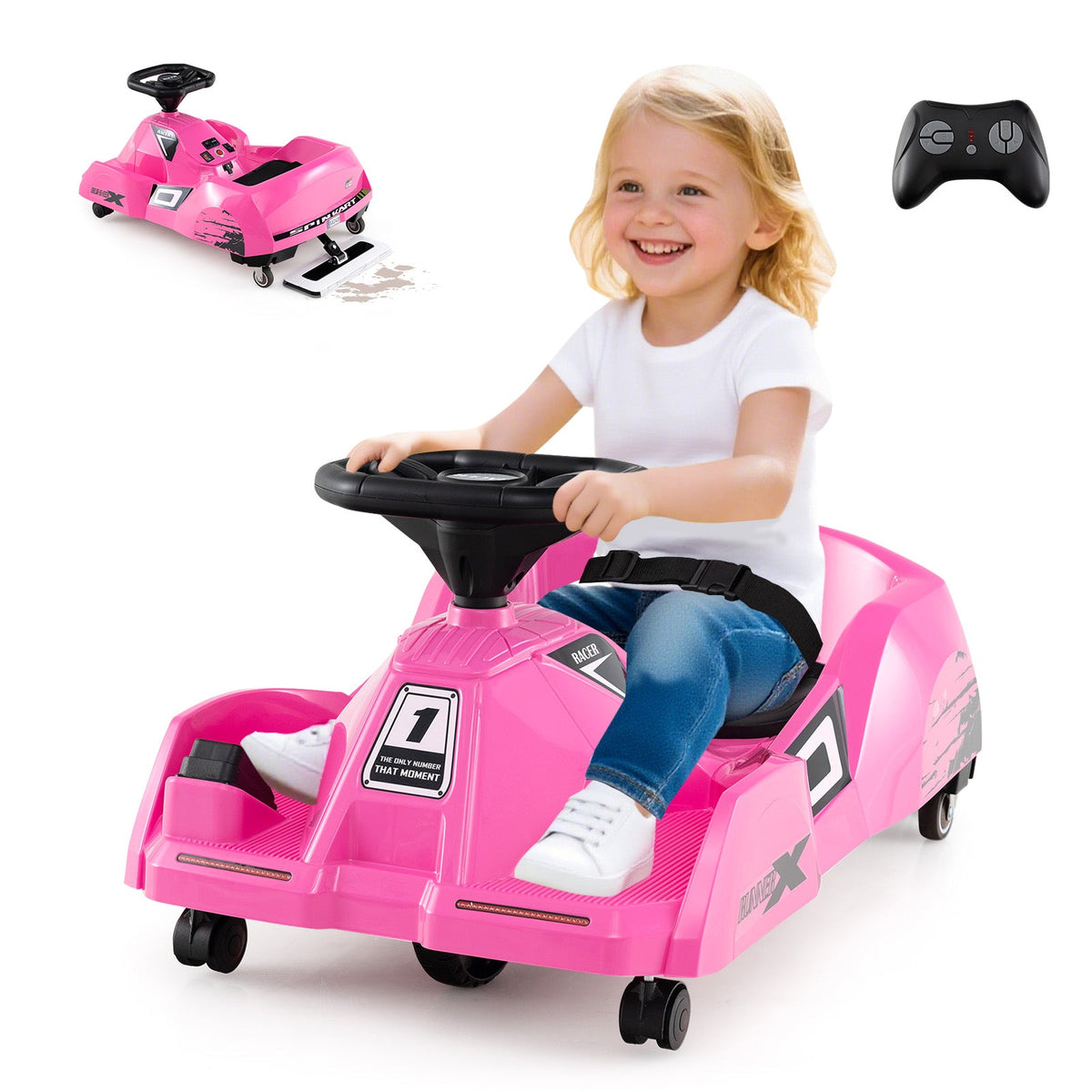Electric Cleaning Go Kart, Battery Powered Go Cart Clean Car for Boys & Girls 2-5 Years Old