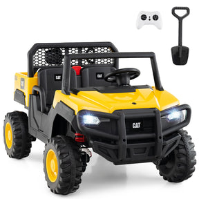 Licensed Caterpillar Ride On 4WD Dump Truck, 24V 2-Seater Kids Car Electric Vehicle