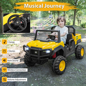 Licensed Caterpillar Ride On 4WD Dump Truck, 24V 2-Seater Kids Car Electric Vehicle