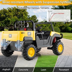 Licensed Caterpillar Ride On 4WD Dump Truck, 24V 2-Seater Kids Car Electric Vehicle