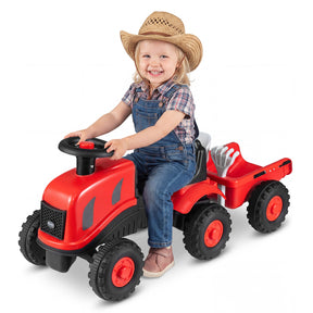 2-in-1 Ride on Tractor with Detachable Trailer, Foot-to-Floor Sliding Car with Air Horn, Dashboard