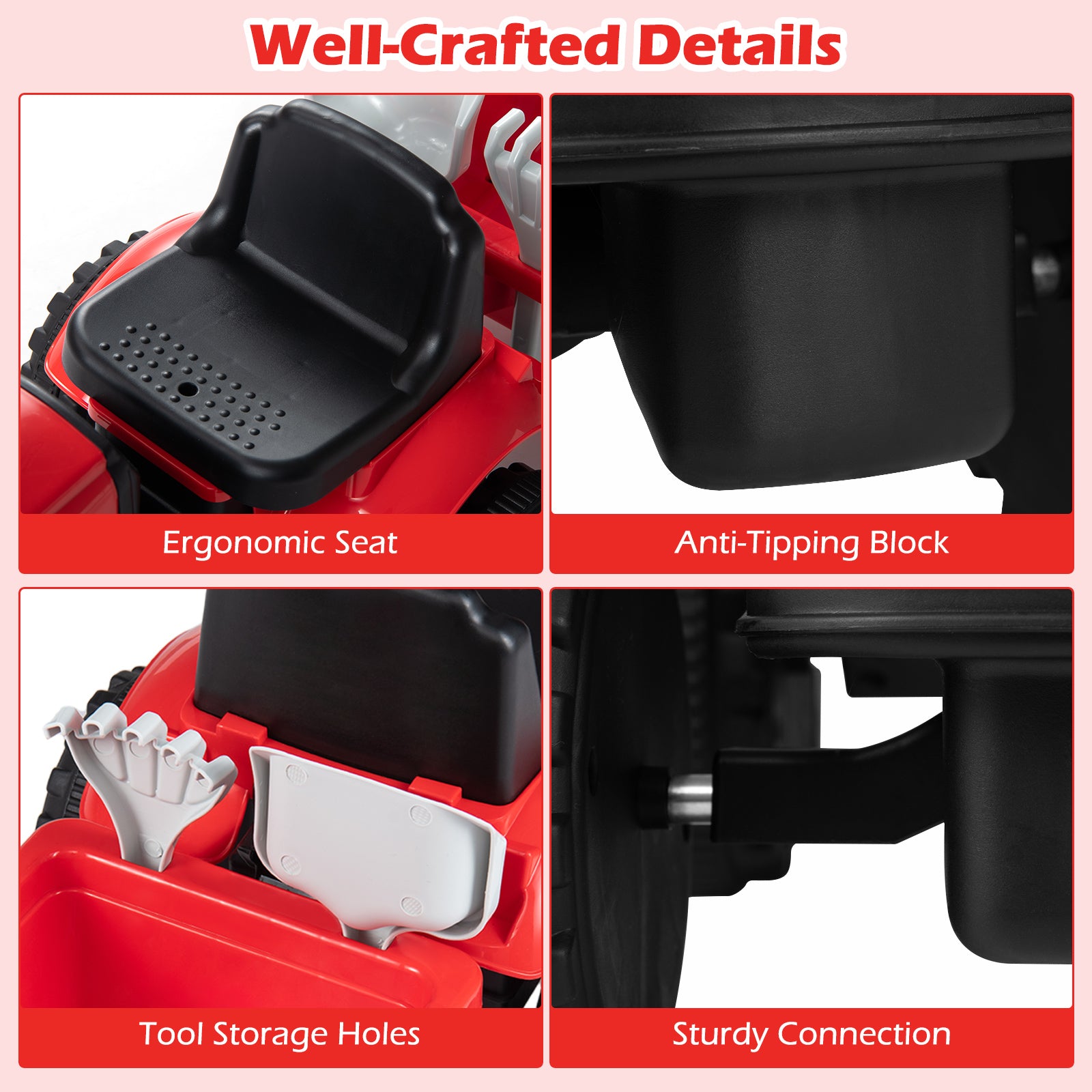 2-in-1 Ride on Tractor with Detachable Trailer, Foot-to-Floor Sliding Car with Air Horn, Dashboard