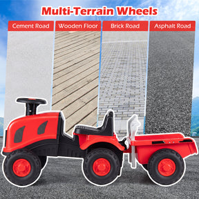 2-in-1 Ride on Tractor with Detachable Trailer, Foot-to-Floor Sliding Car with Air Horn, Dashboard