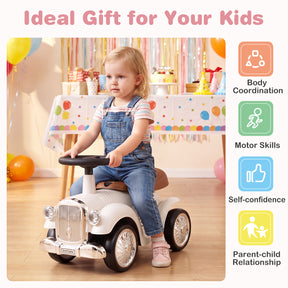 Ride On Push Car for Kids, Indoor/Outdoor Foot-to-Floor Sliding Car with Steering Wheel, Squeeze Horn & Under-seat Storage