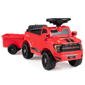 Licensed Ford Kids Ride On Push Car w/Detachable Trailer & Truck Engine Toy