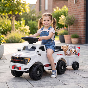 Licensed Ford Kids Ride On Push Car w/Detachable Trailer & Truck Engine Toy