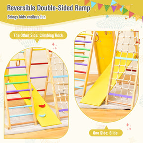 8-in-1 Jungle Gym Playset, Wooden Climber Play Set w/ Monkey Bars