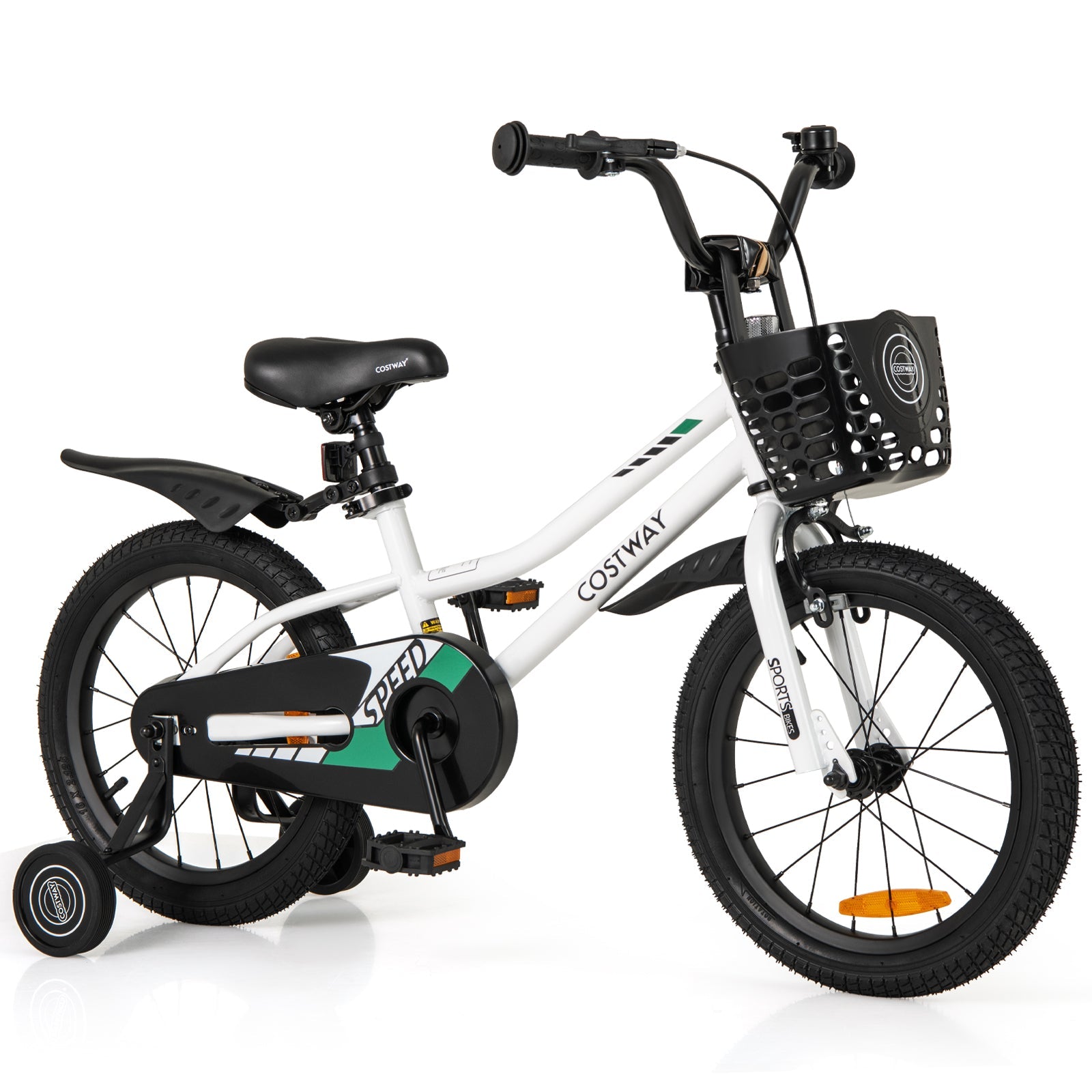 HONEY JOY 14 16 Inch Kids Bike, Toddler Bike with Training Wheels, Adjustable Seat & Handlebar, Basket
