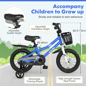 Kids Bike, 14 16 18 Inch Boys Girls Bike for 3-8 Years w/Training Wheels, Adjustable Handlebar & Seat, Removable Basket