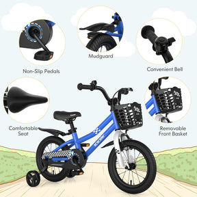 Kids Bike, 14 16 18 Inch Boys Girls Bike for 3-8 Years w/Training Wheels, Adjustable Handlebar & Seat, Removable Basket