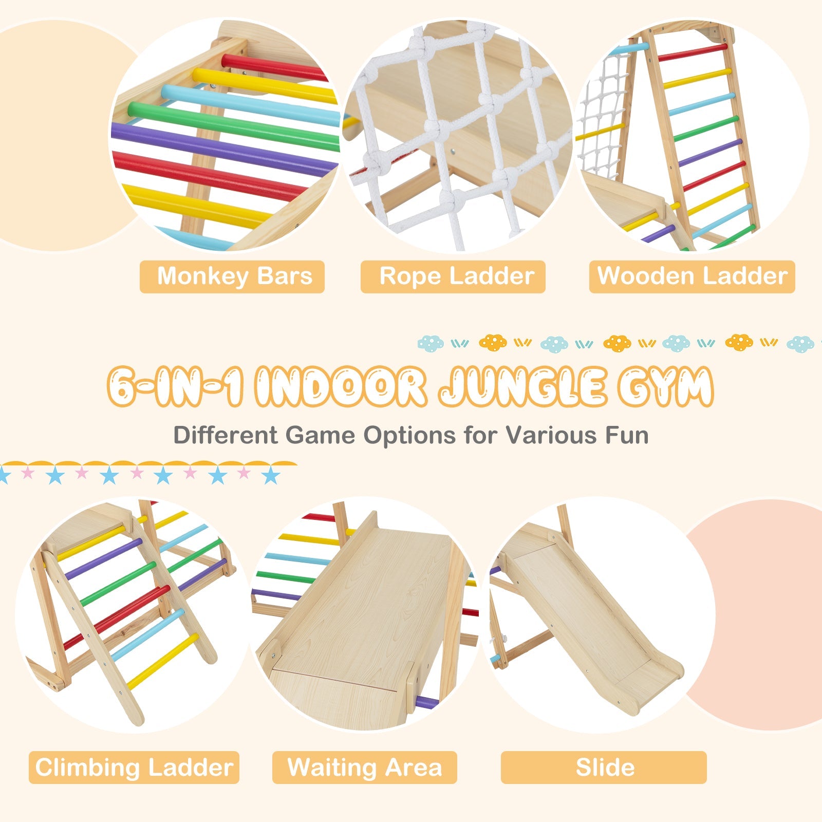 HONEY JOY 6-in-1 Indoor Jungle Gym Climber