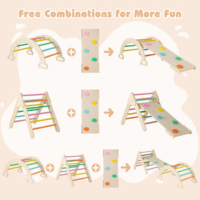 7-in-1 Triangular Set of 3, Baby Climbing Toys w/ Triangular Climber Arch Ramp Rocker
