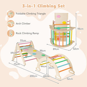 7-in-1 Triangular Set of 3, Baby Climbing Toys w/ Triangular Climber Arch Ramp Rocker