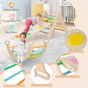 7-in-1 Triangular Set of 3, Baby Climbing Toys w/ Triangular Climber Arch Ramp Rocker