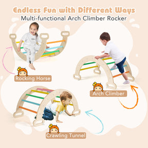 7-in-1 Triangular Set of 3, Baby Climbing Toys w/ Triangular Climber Arch Ramp Rocker