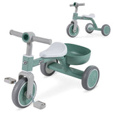 Convertible Kids Tricycle, Toddler Trike with 86° Limited Steering Angle, Carbon Steel Frame