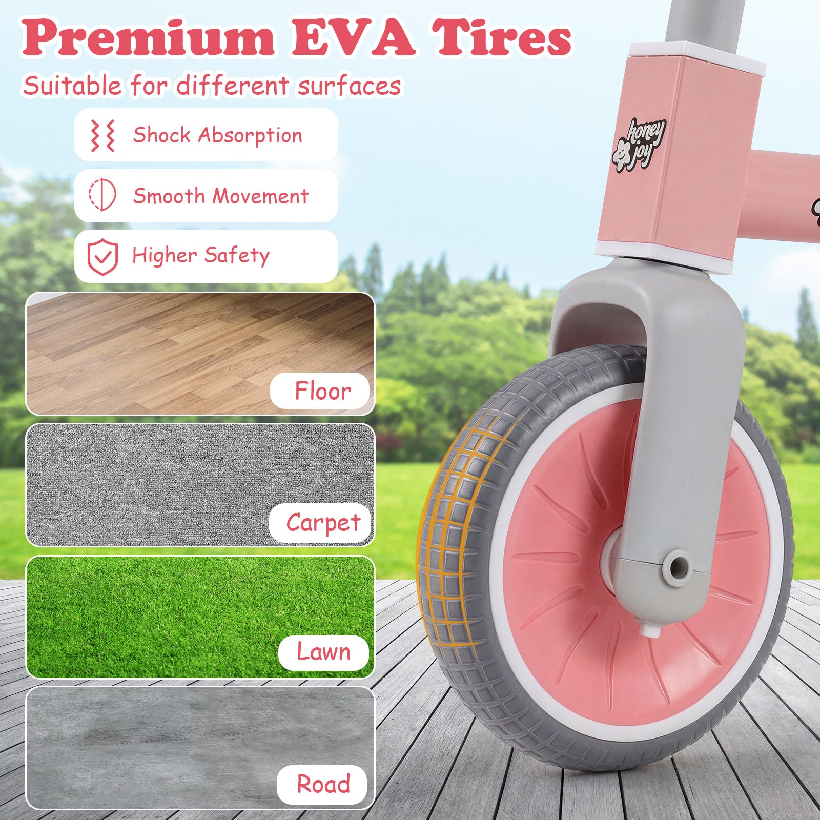 Convertible Kids Tricycle, Toddler Trike with 86° Limited Steering Angle, Carbon Steel Frame