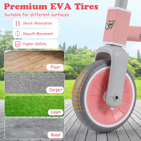 Convertible Kids Tricycle, Toddler Trike with 86° Limited Steering Angle, Carbon Steel Frame