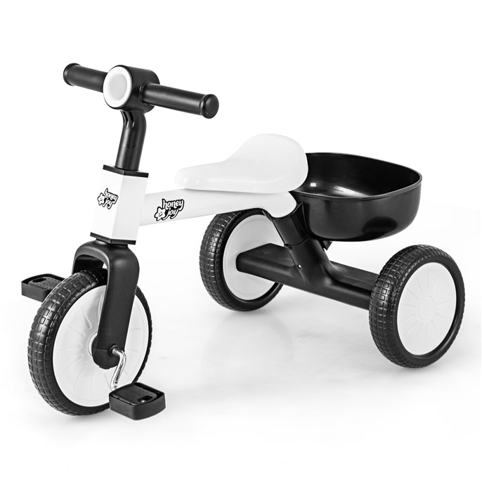 Convertible Kids Tricycle, Toddler Trike with 86° Limited Steering Angle, Carbon Steel Frame