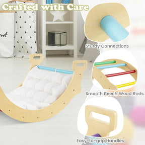 HONEY JOY Kids Climber Arch Rocker with Cushion, 4-In-1 Convertible Wooden Arch Climbing Ladder