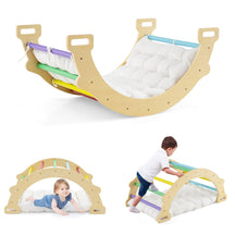Kids Climber Arch Rocker with Cushion, 4-In-1 Convertible Wooden Arch Climbing Ladder
