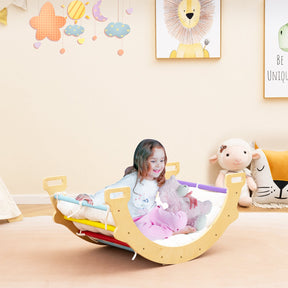HONEY JOY Kids Climber Arch Rocker with Cushion, 4-In-1 Convertible Wooden Arch Climbing Ladder
